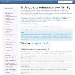 Tableaux et calcul matriciel avec NumPy — CoursPython