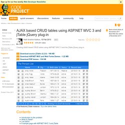 AJAX based CRUD tables using ASP.NET MVC 3 and jTable jQuery plug-in