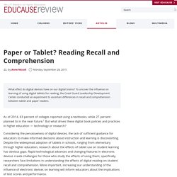 Paper or Tablet? Reading Recall and Comprehension