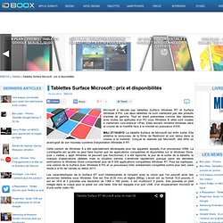 Tablettes Surface Microsoft : prix et disponibilités