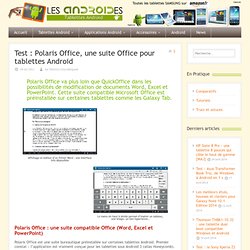 Test : Polaris Office, une suite Office pour tablettes Android