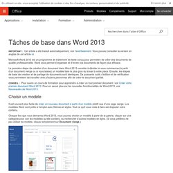 Tâches de base dans Word 2013 - Word