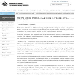 Tackling wicked problems : A public policy perspective - APSC
