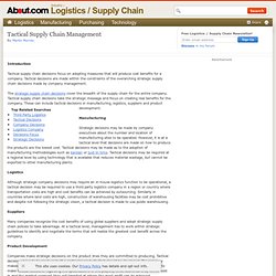 Tactical Supply Chain Management