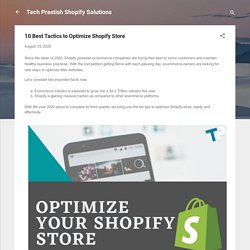 10 Best Tactics to Optimize Shopify Store