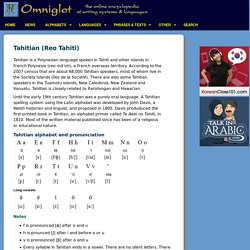 Tahitian language, alphabet and pronunciation