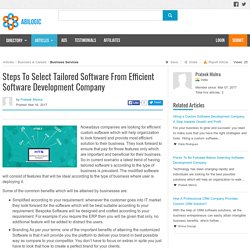 Steps To Select Tailored Software From Efficient Software Development Company