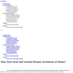 Take Your Oral and Genital Herpes Treatment at Home!