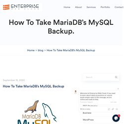 How To Take MariaDB's MySQL Backup 2020