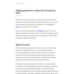 Taking payments online (in Europe) in 2013