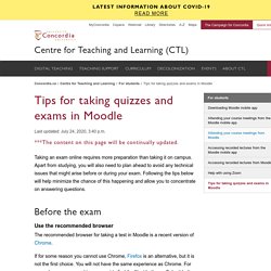 Tips for taking quizzes and exams in Moodle