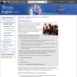 Gifted and talented / Knowledge of the learner / Learning about my students’ needs / English Online / English - ESOL - Literacy Online website