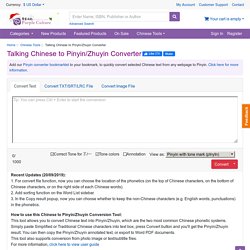 Chinese to Pinyin/Zhuyin Converter with Pronunciation