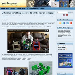 Tantillus portable opensource 3D printer now on Indiegogo
