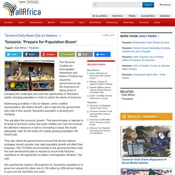 Tanzania: 'Prepare for Population Boom'