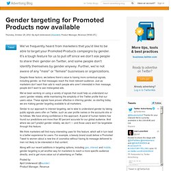 Gender targeting for Promoted Products now available