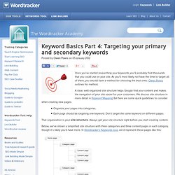 Keyword Basics Part 4: Targeting your primary and secondary keywords