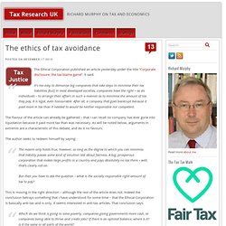 The ethics of tax avoidance