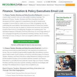 Finance, Taxation, Monetary and Policy Executives List