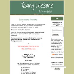 Taxing Lessons Newsletter - April 30, 2011