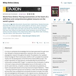 World Flora Online: Placing taxonomists at the heart of a definitive and comprehensive global resource on the world's plants - Borsch - 2020 - TAXON