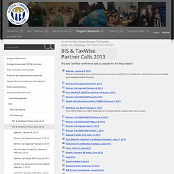 2012 IRS & TaxWise Partner Calls — Site