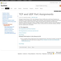 TCP and UDP Port Assignments
