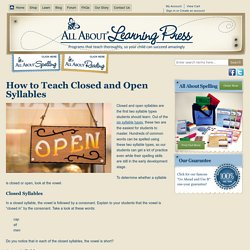 How to Teach Closed and Open Syllables