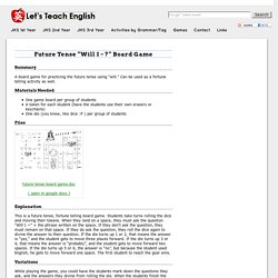 Let's Teach English: Future Tense “Will I ~ ?” Board Game