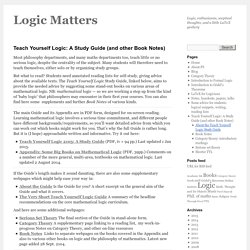 Teach Yourself Logic: A Study Guide, and other book notes
