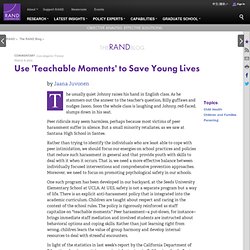 Use 'Teachable Moments' to Save Young Lives