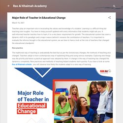 Major Role of Teacher in Educational Change