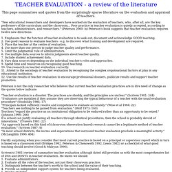 Teacher Evaluation Literature