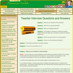 Teacher Interview Questions and Answers