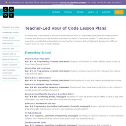 Teacher led Hour of Code lesson plans - by grade and subject