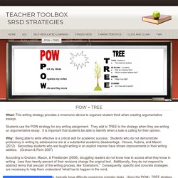 POW + TREE - Teacher ToolBox                                          SRSD Strategies