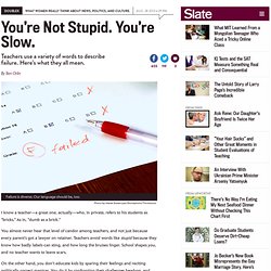 Stupid is not the same thing as slow: All the words teachers use to describe student failure.