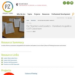 For Teachers and Leaders - Handouts to guide a COT Classroom