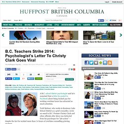 B.C. Teachers Strike 2014: Psychologist's Letter To Christy Clark Goes Viral