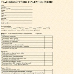 SOFTWARE EVALUATION RUBRIC