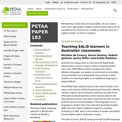 PETAA PAPER 183 — Teaching EAL/D learners in Australian classrooms
