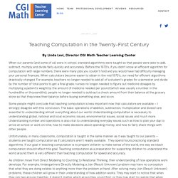 Teaching Computation in the Twenty-First Century — CGI Math Teacher Learning Center