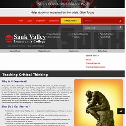 Teaching Critical Thinking - Sauk Valley Community College