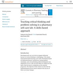 Teaching critical thinking and problem-solving in a pharmacy self-care lab: A skills-based approach