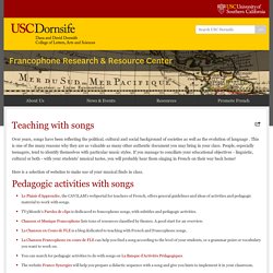 Teaching with songs > Francophone Research & Resource Center > USC Dana and David Dornsife College of Letters, Arts and Sciences