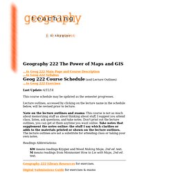 j.b.krygier: teaching: geography 222: course schedule