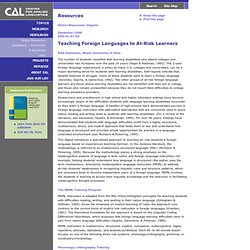 Digests: Teaching Foreign Languages to At-Risk Learners