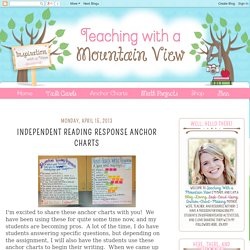 Teaching With a Mountain View: Independent Reading Response Anchor Charts