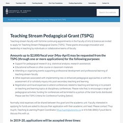 Teaching Stream Pedagogical Grant (TSPG) - Teaching & Learning