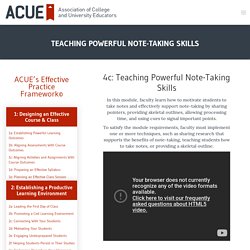 Teaching Powerful Note-Taking Skills - ACUE
